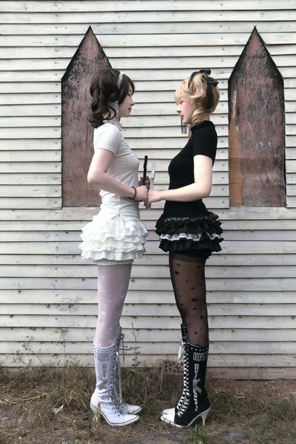 Cross Stitch Gothic Girl Top + Ruffle Pumpkin Pants