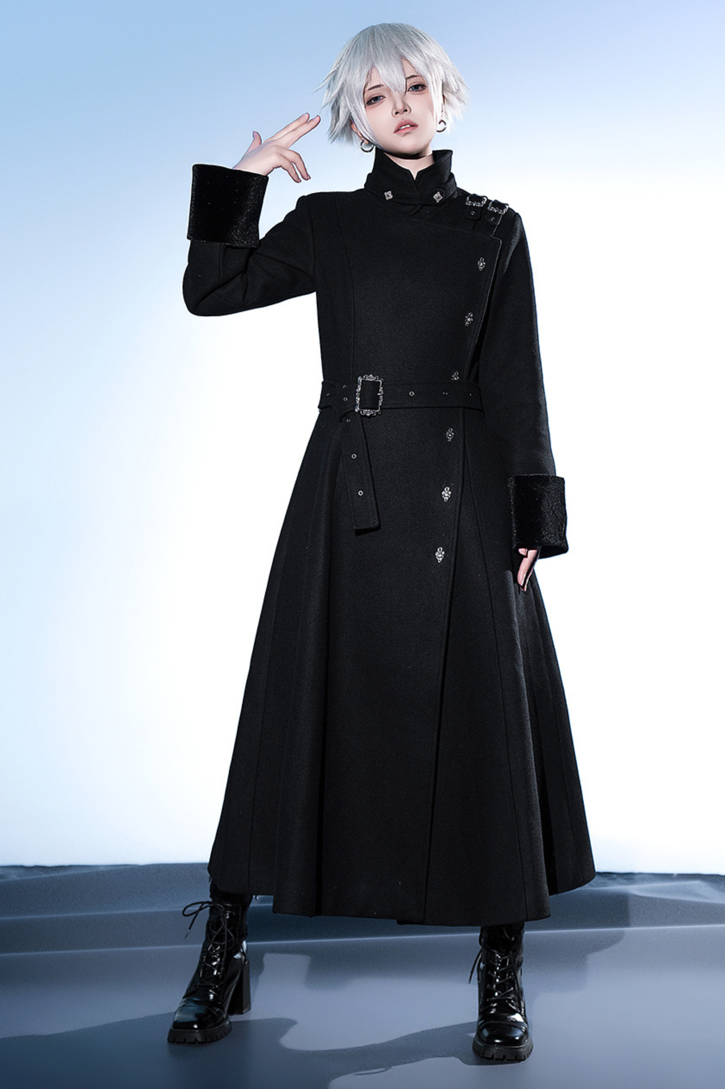 スタンドネック皇子ロングコート