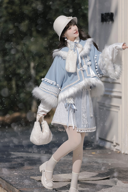 チャイナスノーロリータジャケット+トップス+スカート+スカーフ