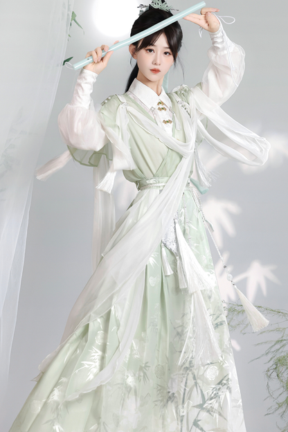 Forest Roman China Top + Outerwear + Skirt