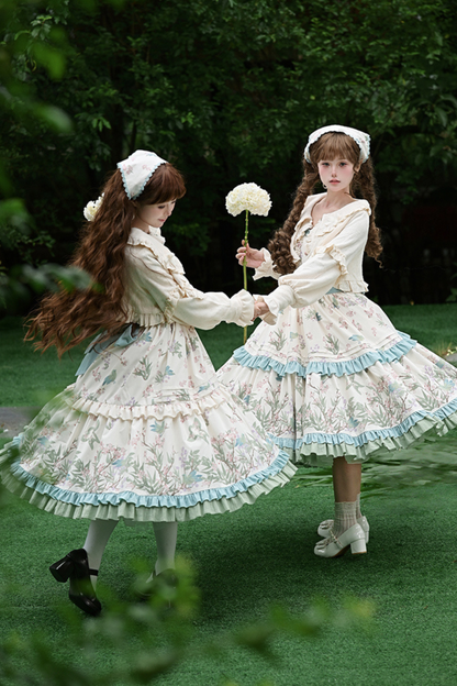 【予約商品】フォレストフラワードレス+サスペンダースカート+ブラウス+カーディガン+スカーフ