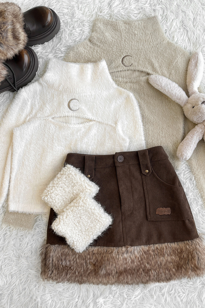 イミテーションミンクスリムニット