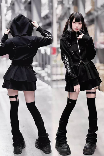 고딕 프린트 재킷 + 스커트