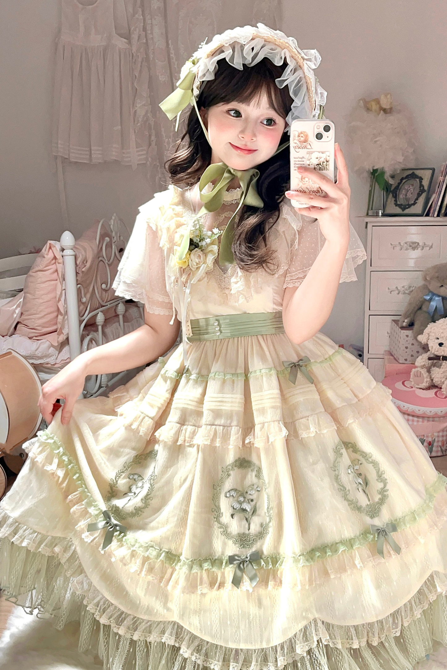 Lily Forest Ever Dress + Flower + Flat Cap + Clip