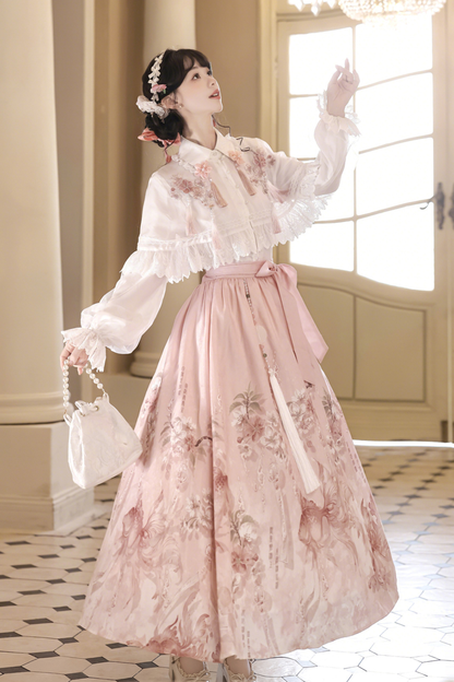 スイートフラワーショール+ブラウス+スカート