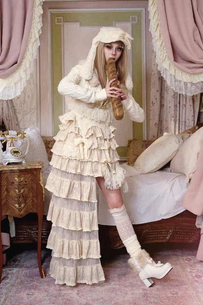 ナイトパーティーゴシックレースケーキアシメスカート