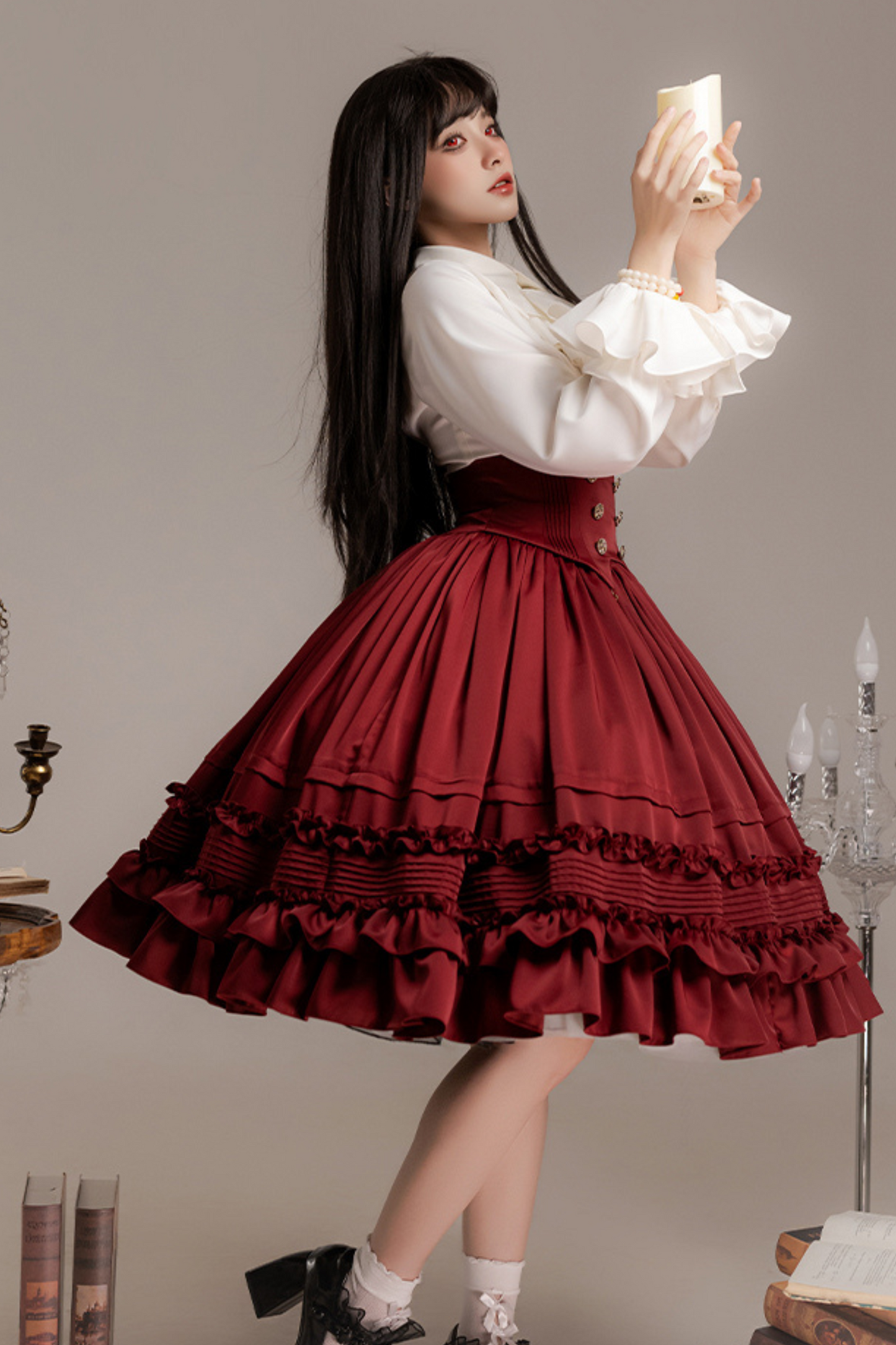 Classic Shirt + Frilled Retro Lolita Skirt