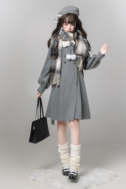 スイートフレアコート+スカート+シャツ+ベレー帽