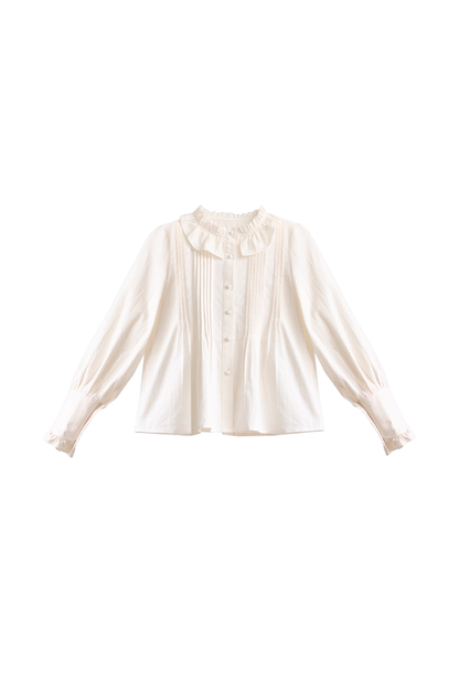 ホワイトスノーロングコート+シャツ+スカート