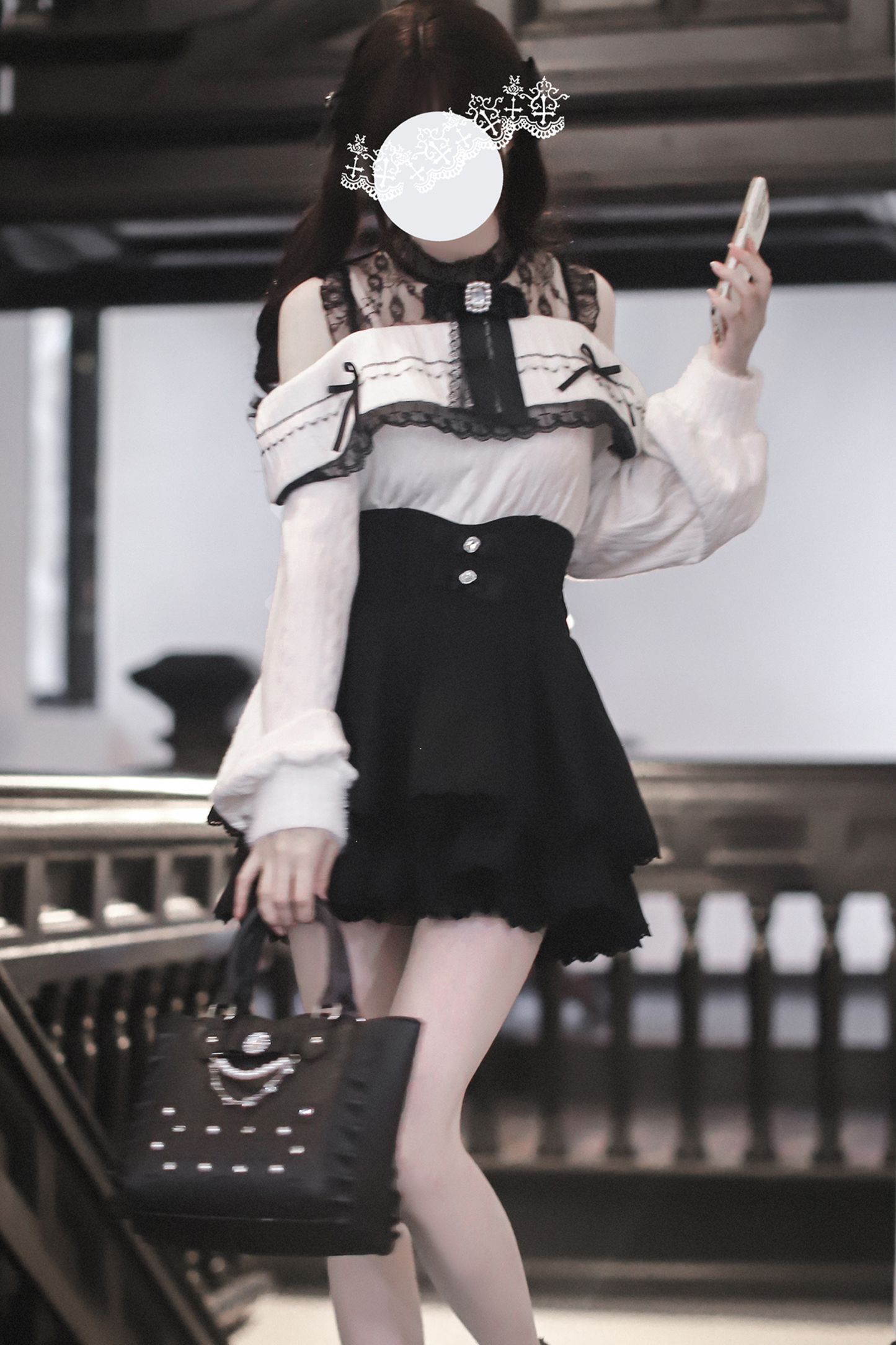 リボンニットオフショル＋マーメイドスカート＋ショートスカート＋リボン