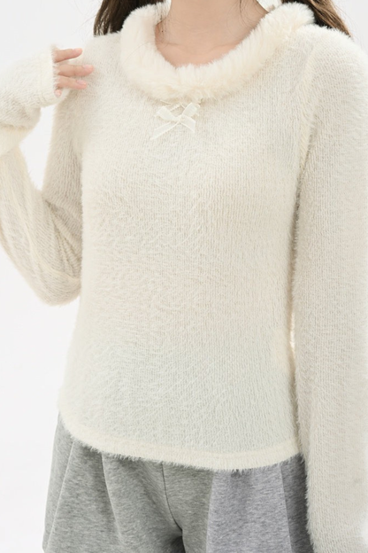 スイートリボンファーニットトップス