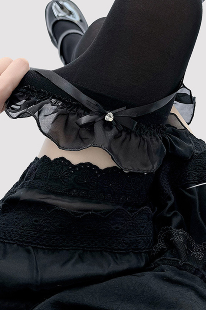 Glitter Diamond Ribbon Knee-High Socks