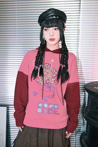 ラフレシアフラワーバイカラーフードパーカー