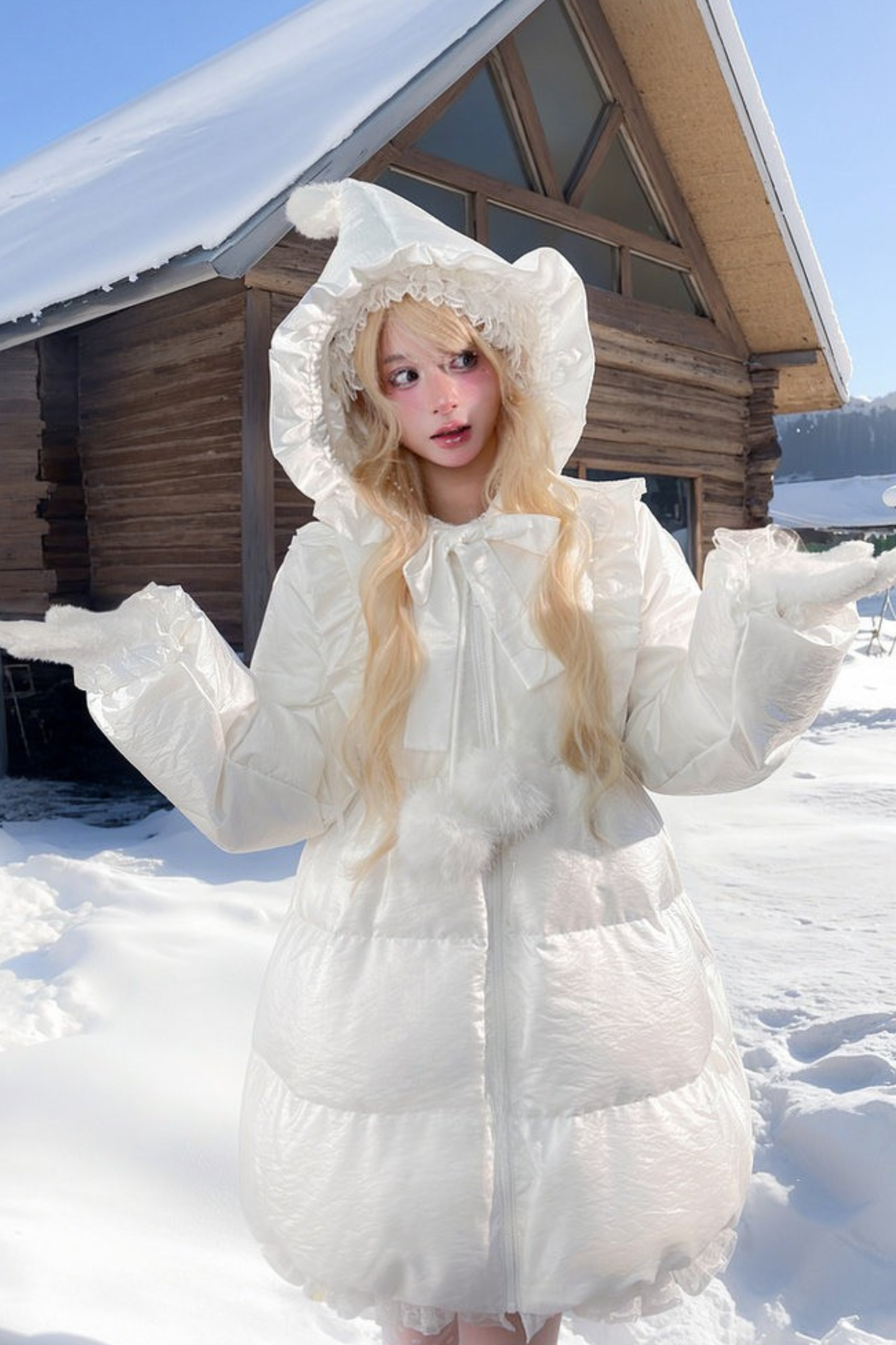 スノーエンジェルホワイトダックダウンジャケット