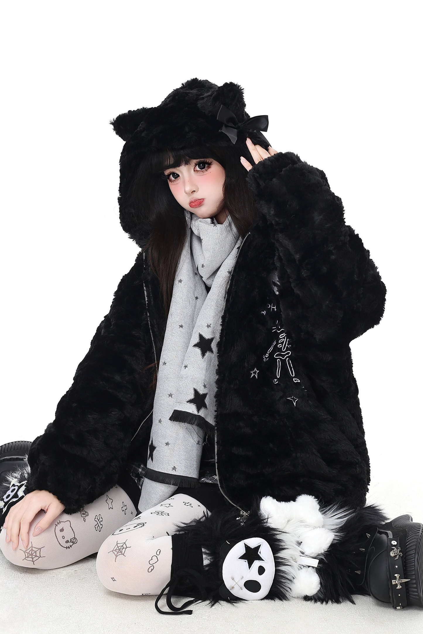 リボンキャットフードファージャケット