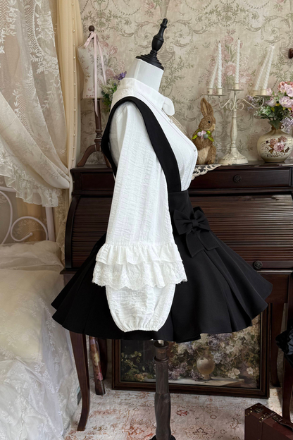 Retro Lace Shirt + Suspender Skirt