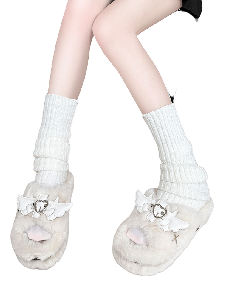 DeVille Angel Platform Fur Shoes Slippers