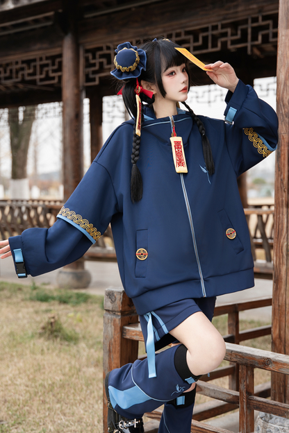 リトルゾンビコスプレフードパーカー+ハーフパンツ+レッグウォーマー