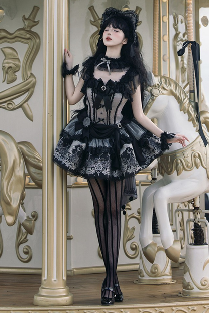 【2月28日予約締切】ダークシルバーレースロリータドレス+BNT+ネックアクセサリー