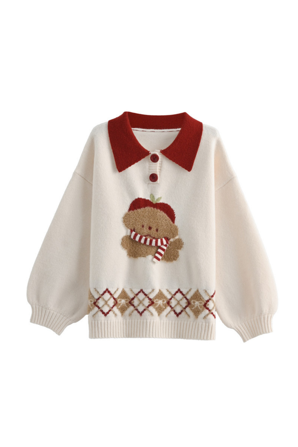 アニマルニットポロセーター+カーディガン