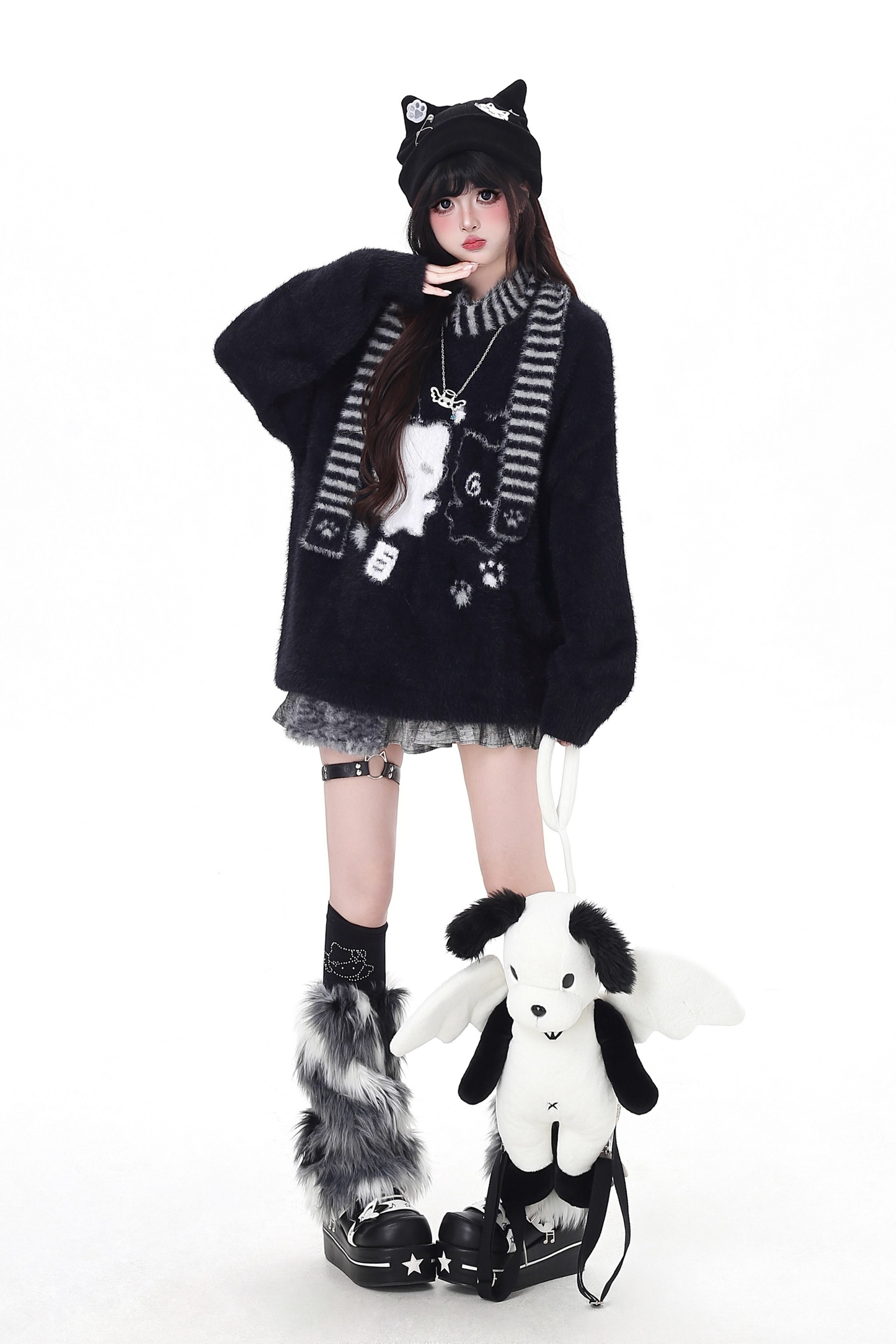 ワックスクルーネックルーズトップス