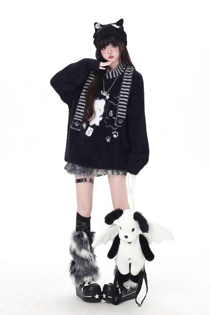 ワックスクルーネックルーズトップス