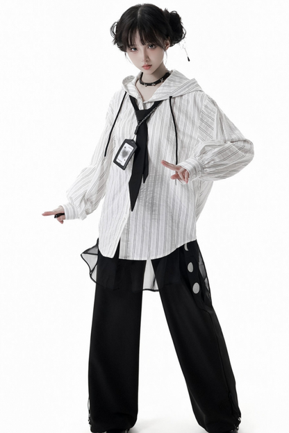 ストライプカップルガールフレンドチャイナセットアップ