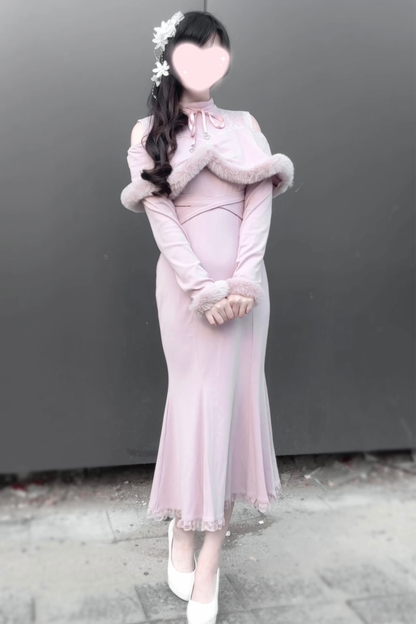 オフショルダークリアマーメイドワンピース