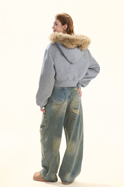 ファーフーデッドダウンジャケット