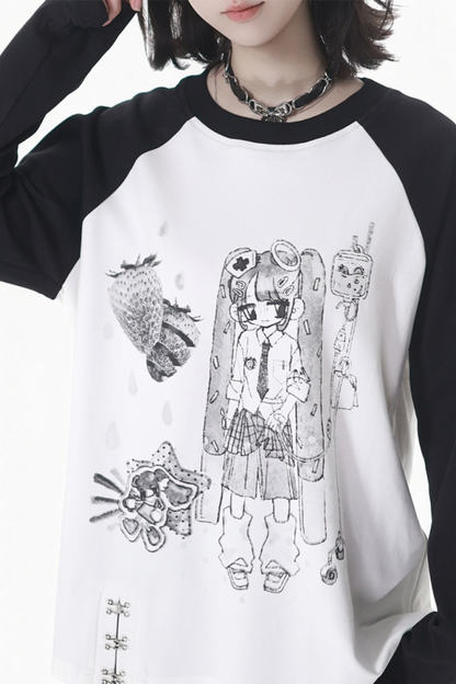 Patchwork Raglan Sleeve Top