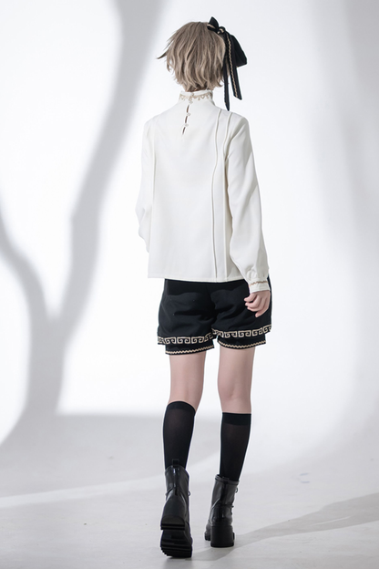 レトロスタンドカラーシャツ+ハーフパンツ+ジャケット