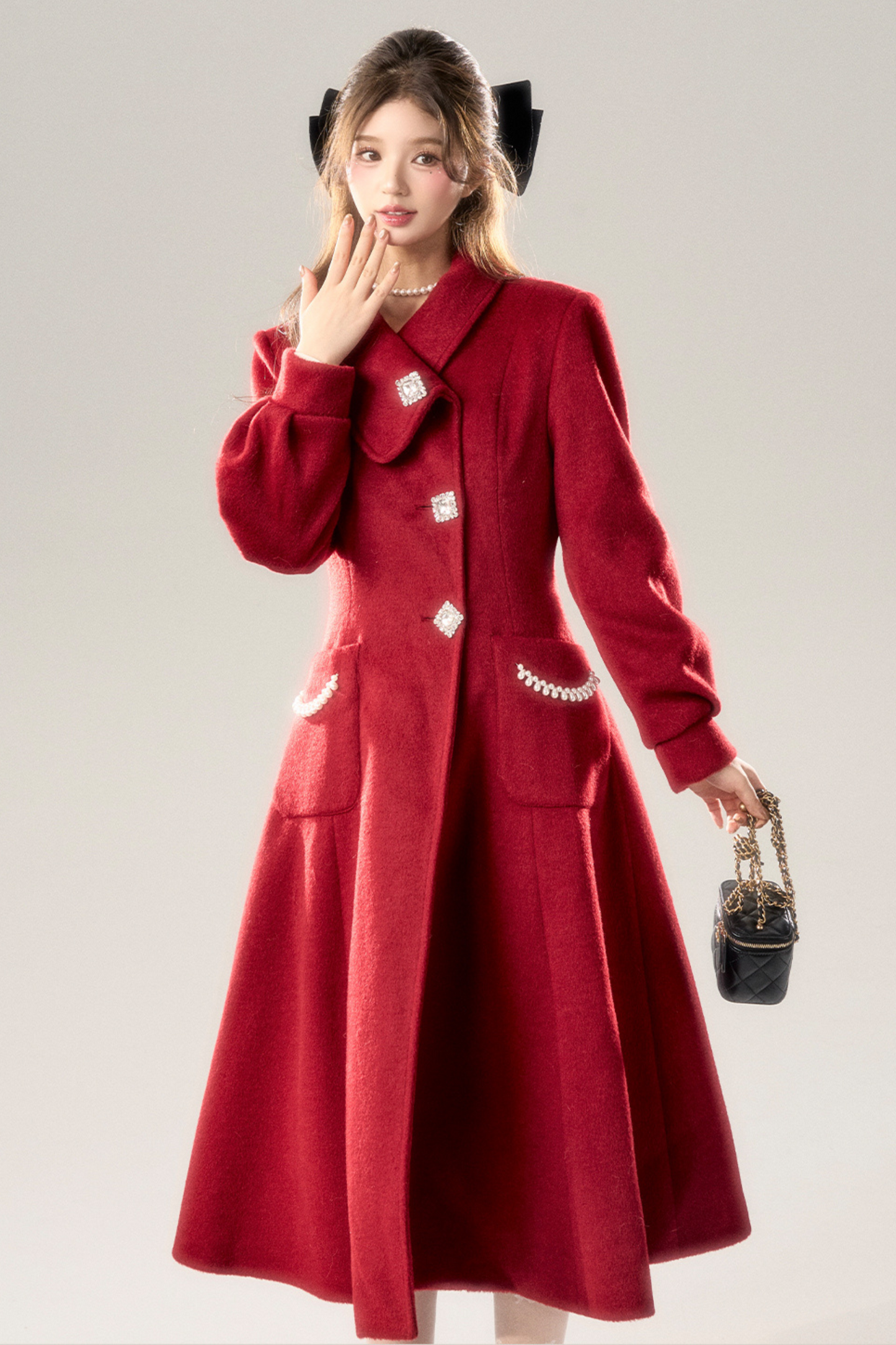 Retro Girl Flared Wool Coat