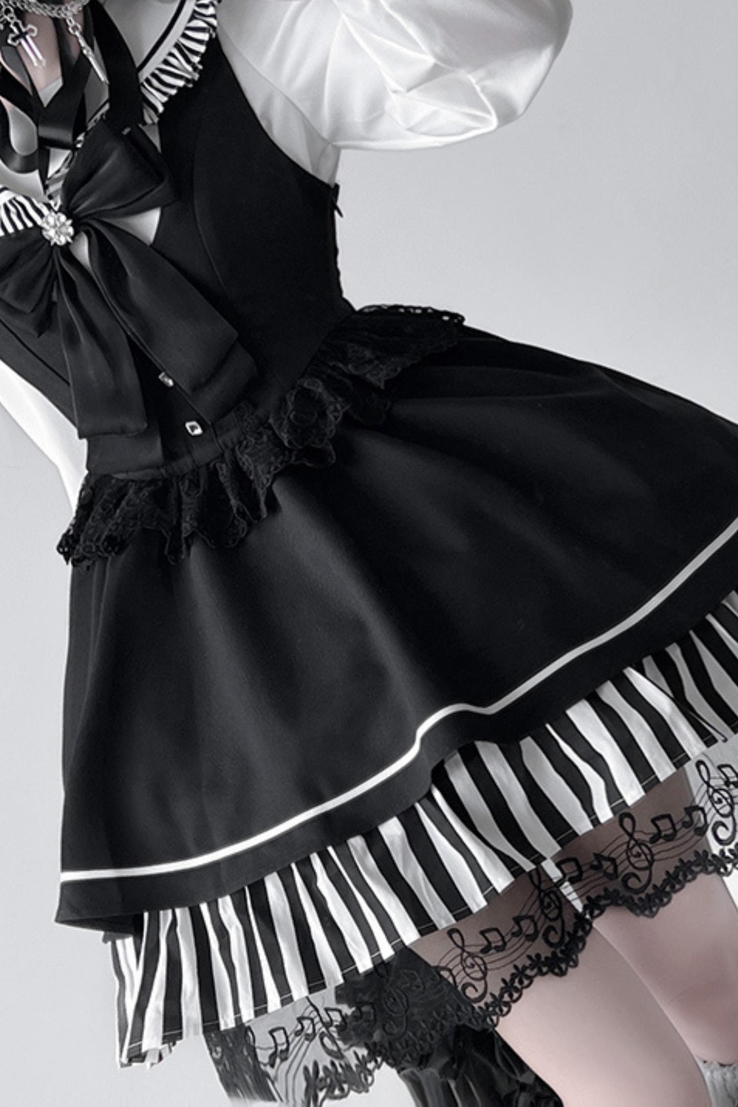 Dark Light Sailor Top + Lace Little Black Skirt