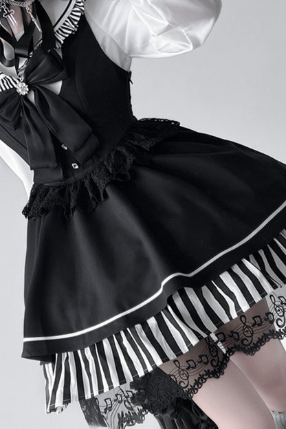 Dark Light Sailor Top + Lace Little Black Skirt