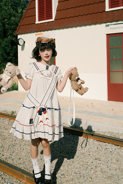 [Reservation Item] Marine Bear Design Doll Lolita Dress + Tie Top