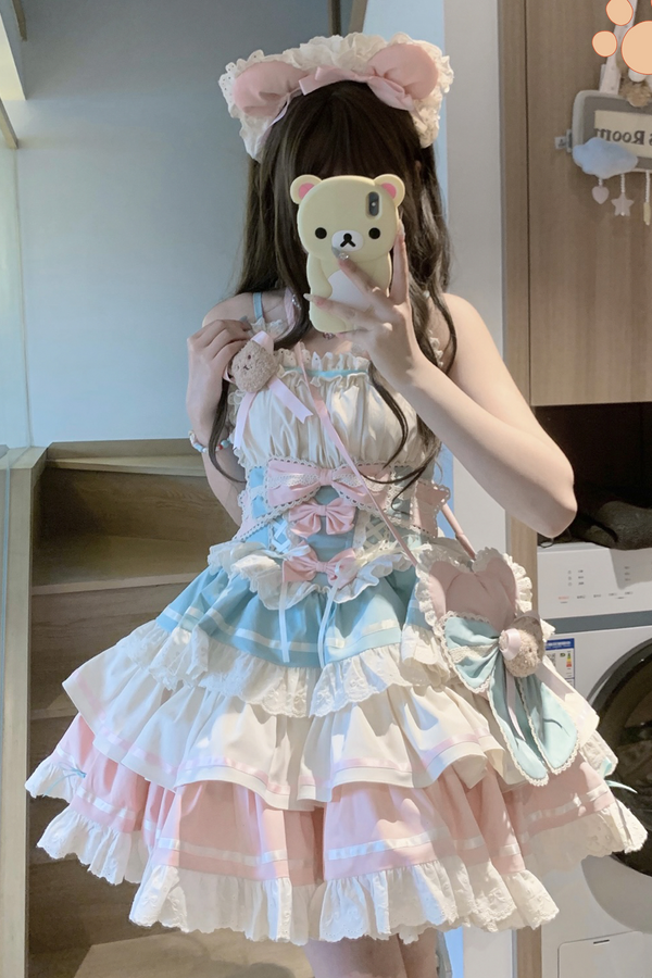 [Pre-order item] après cotton ruffle bare Lolita dress + bag + accessories