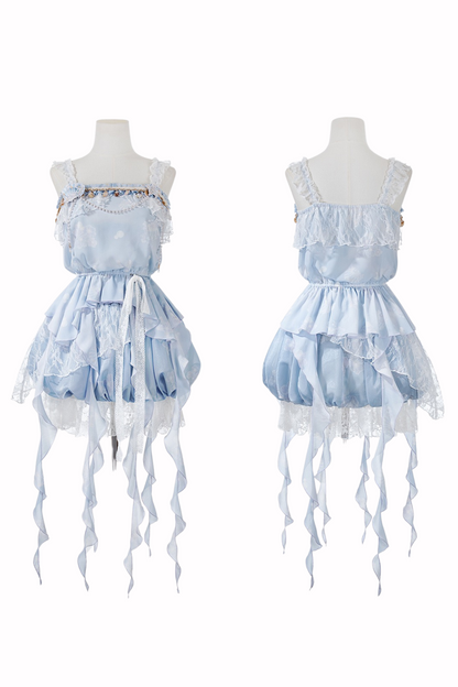 アイスブルースイートキャミソール+バルーンスカート