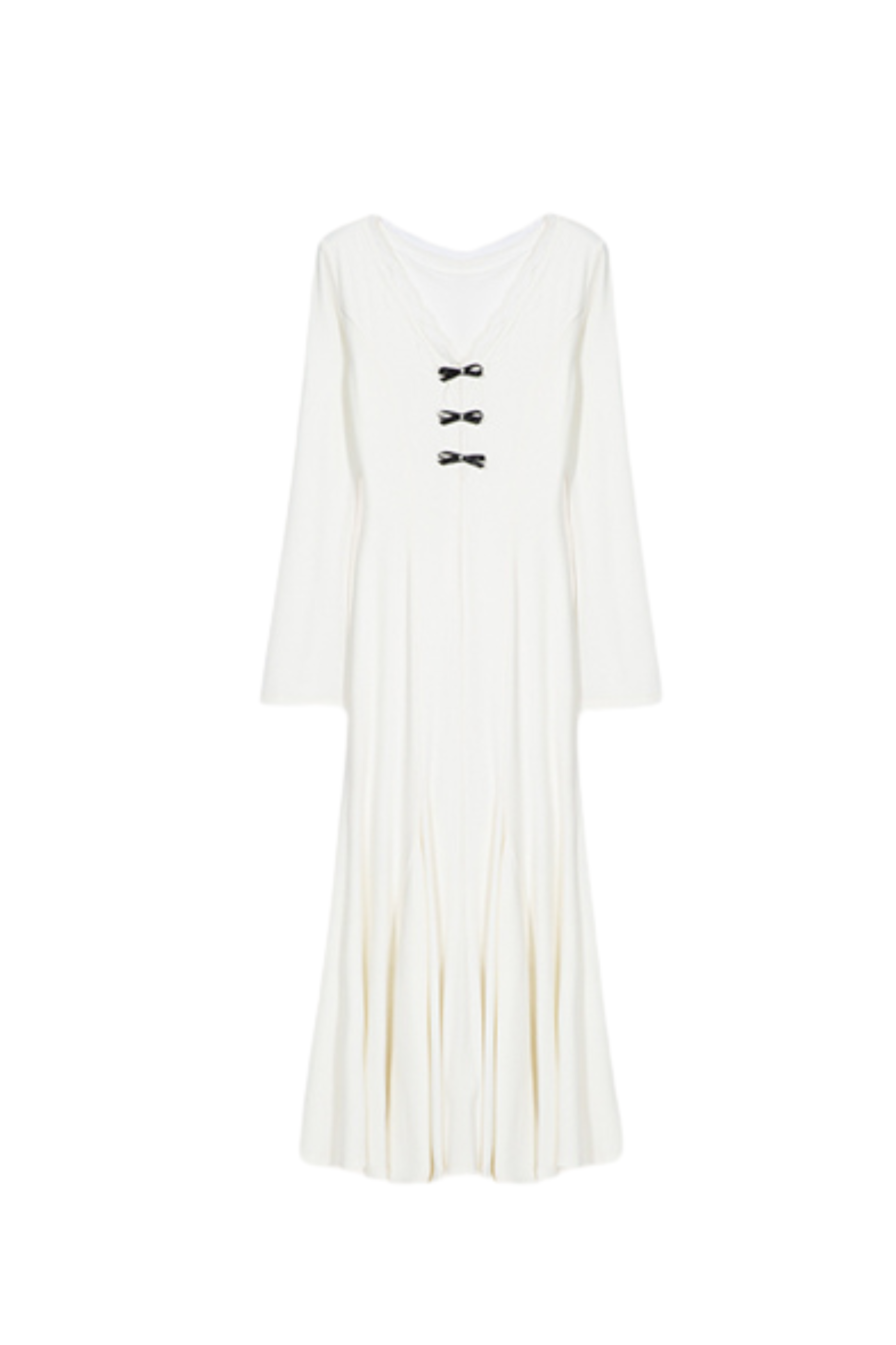 Ribbon Open Neck Tight Flare Dress  Belchic