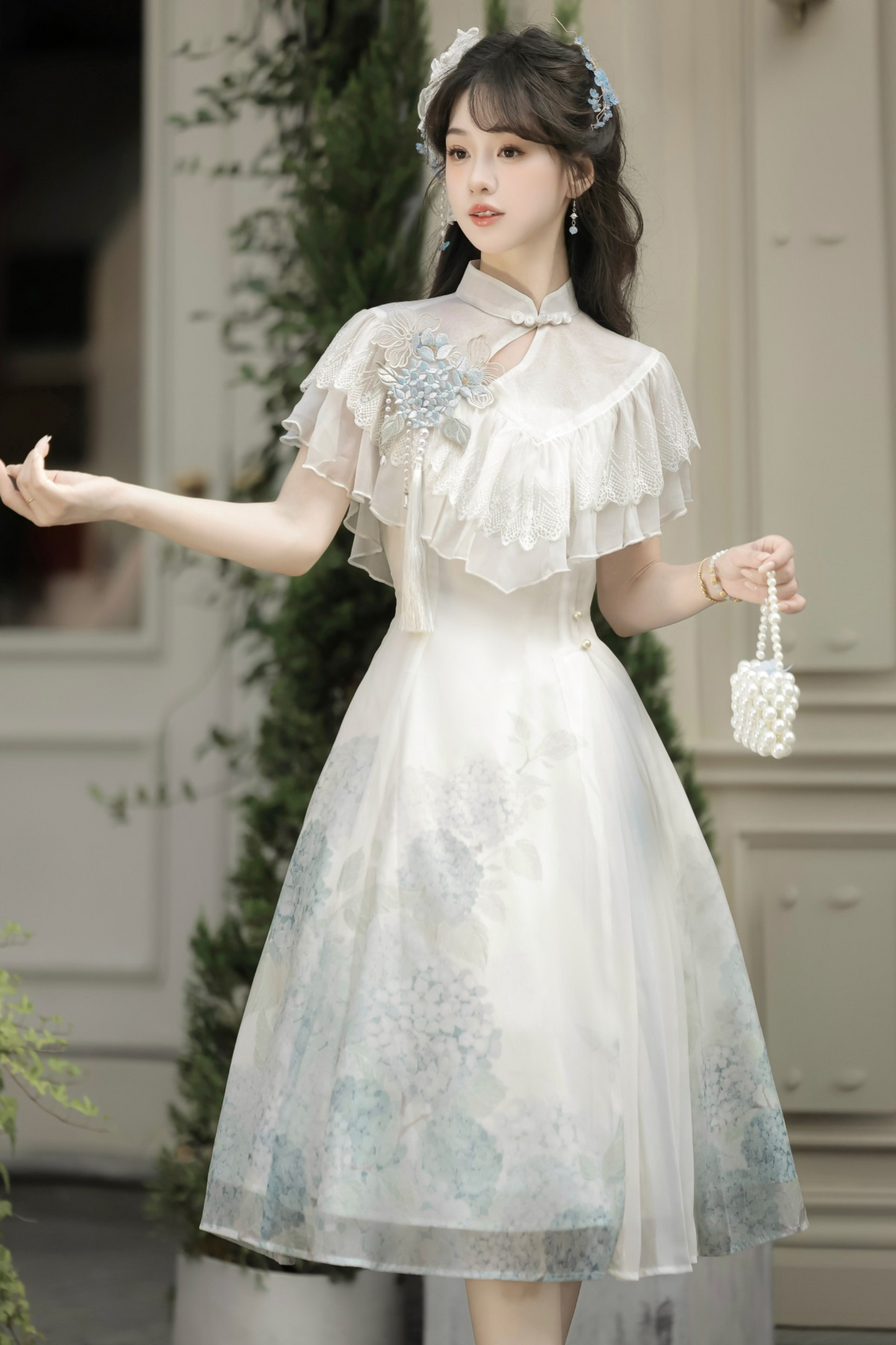 アジサイレターエレガントロリータサスペンダードレス+ショール