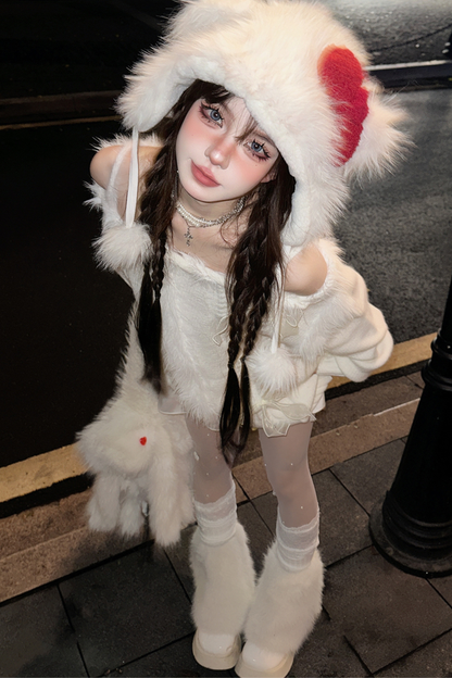 スノーベルベットオフショルダーニット