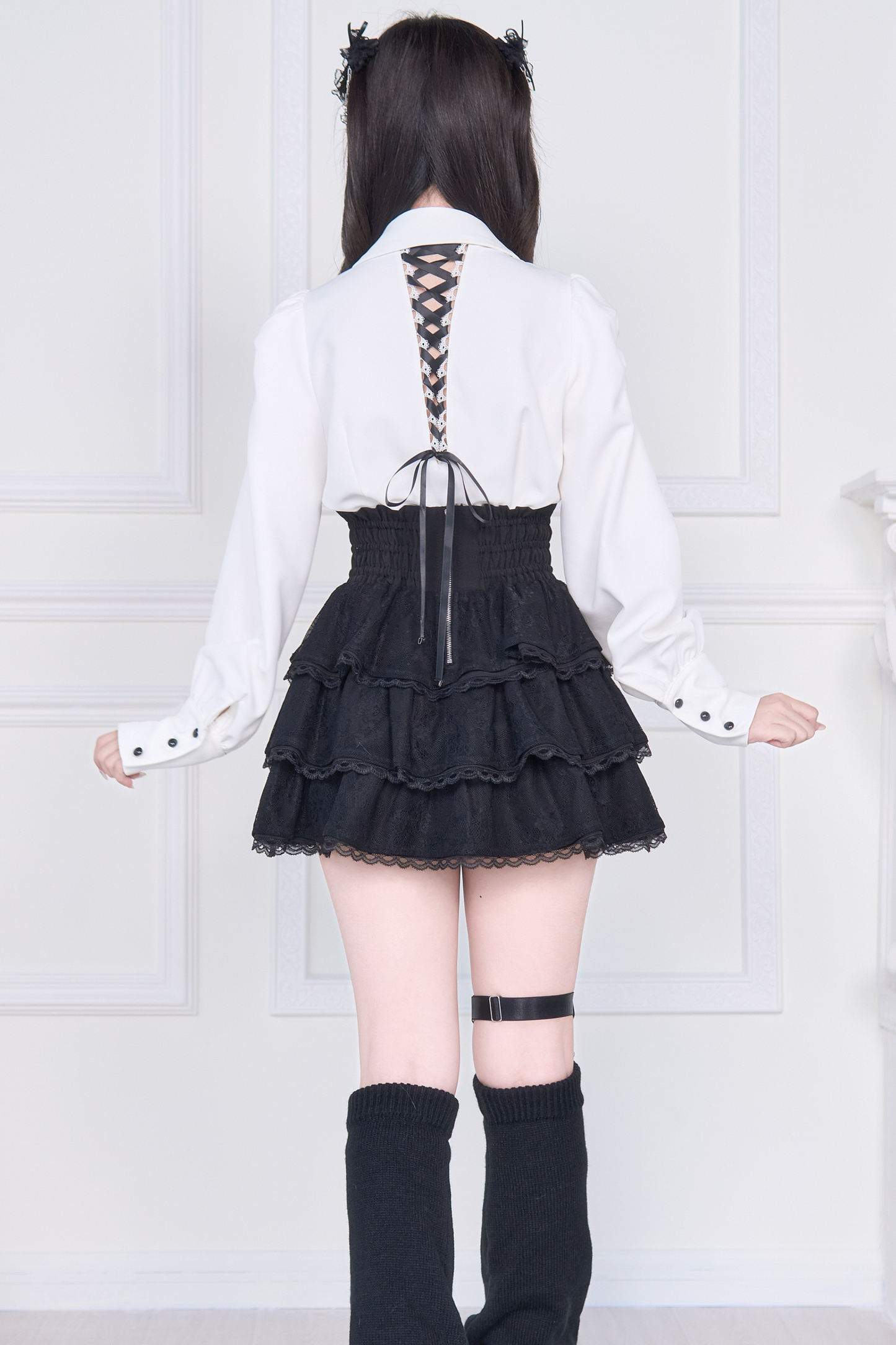 クロス刺繍シャツ+スカート