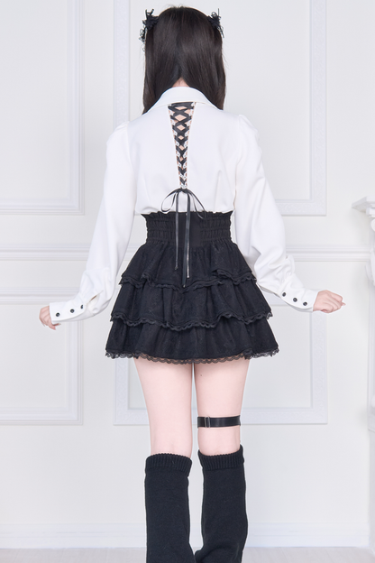 クロス刺繍シャツ+スカート