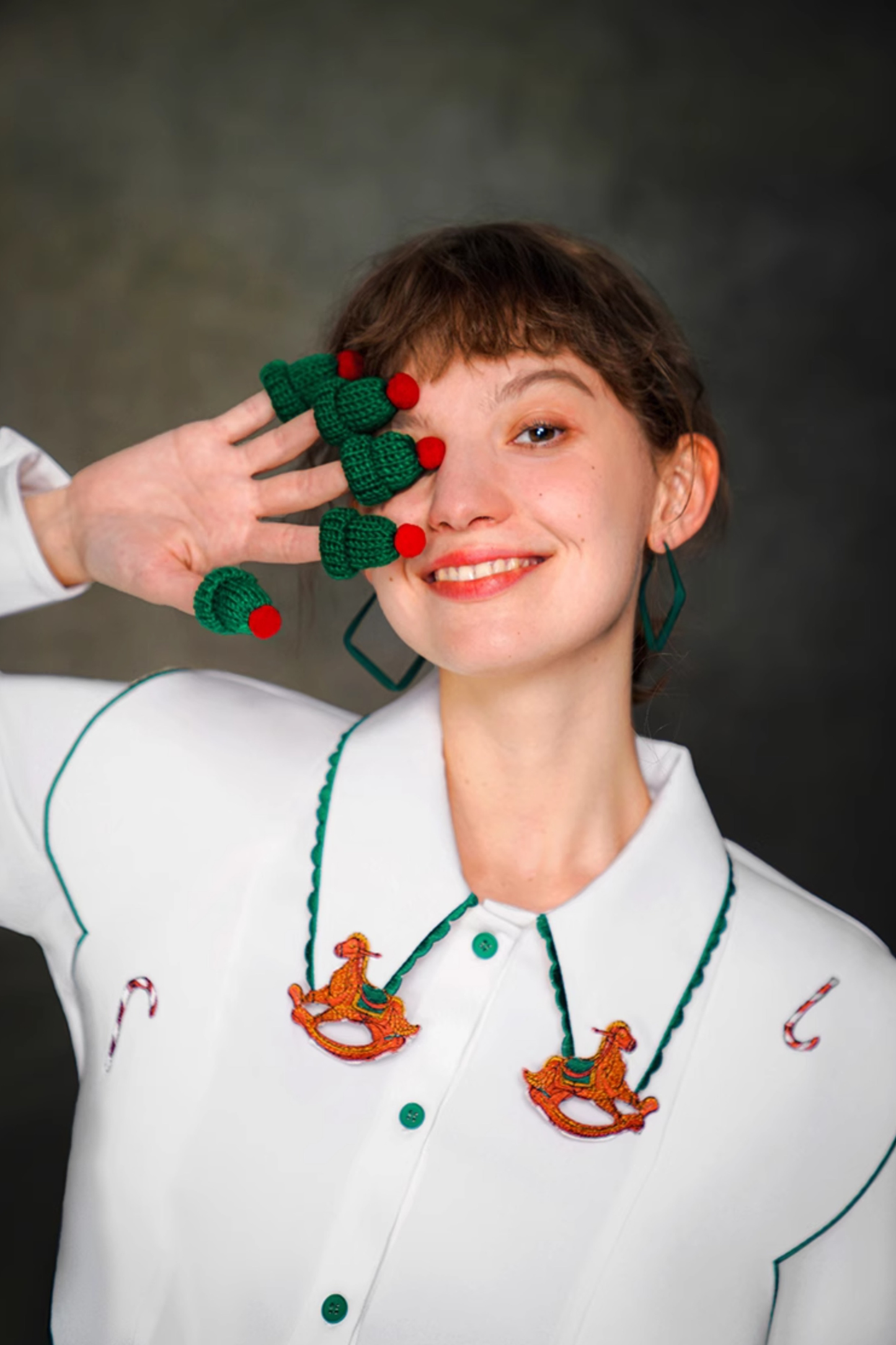 ステッチレトロコントラストホワイトシャツ