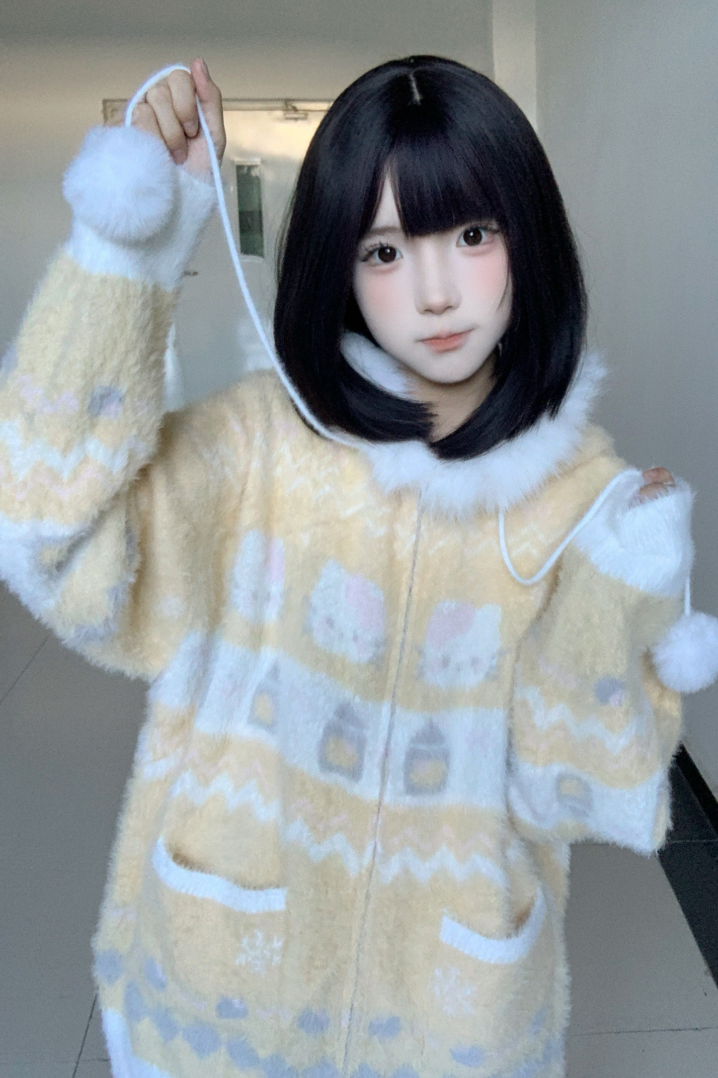 ラビットフードニットカーディガン