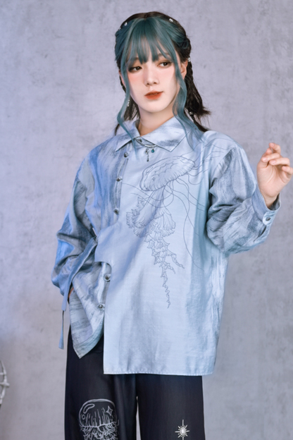 Asymmetrical Chinese design shirt
