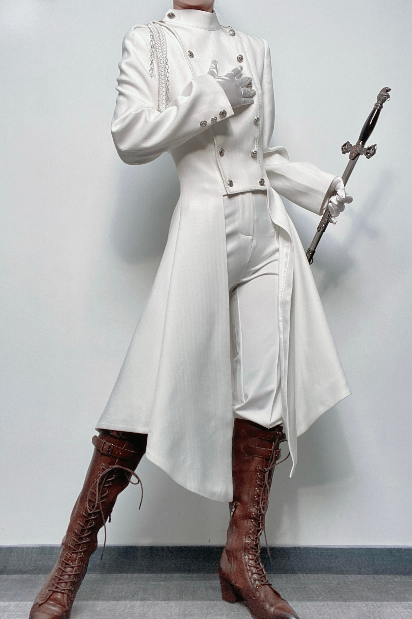 【12月29日予約締切】エターナルナイトプリンスダブルブレストゴシックロングテールコート＋ショルダーチェーンアクセサリー