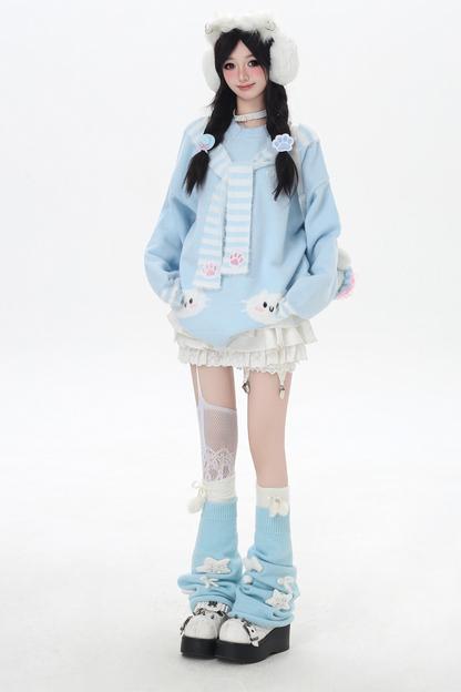 フェイクマフラーキャットルーズニット