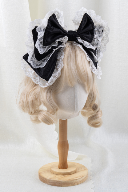 エレガントロリータボンネット+ヘアバンド+リボンクリップ+ハットクリップ+スリーブ
