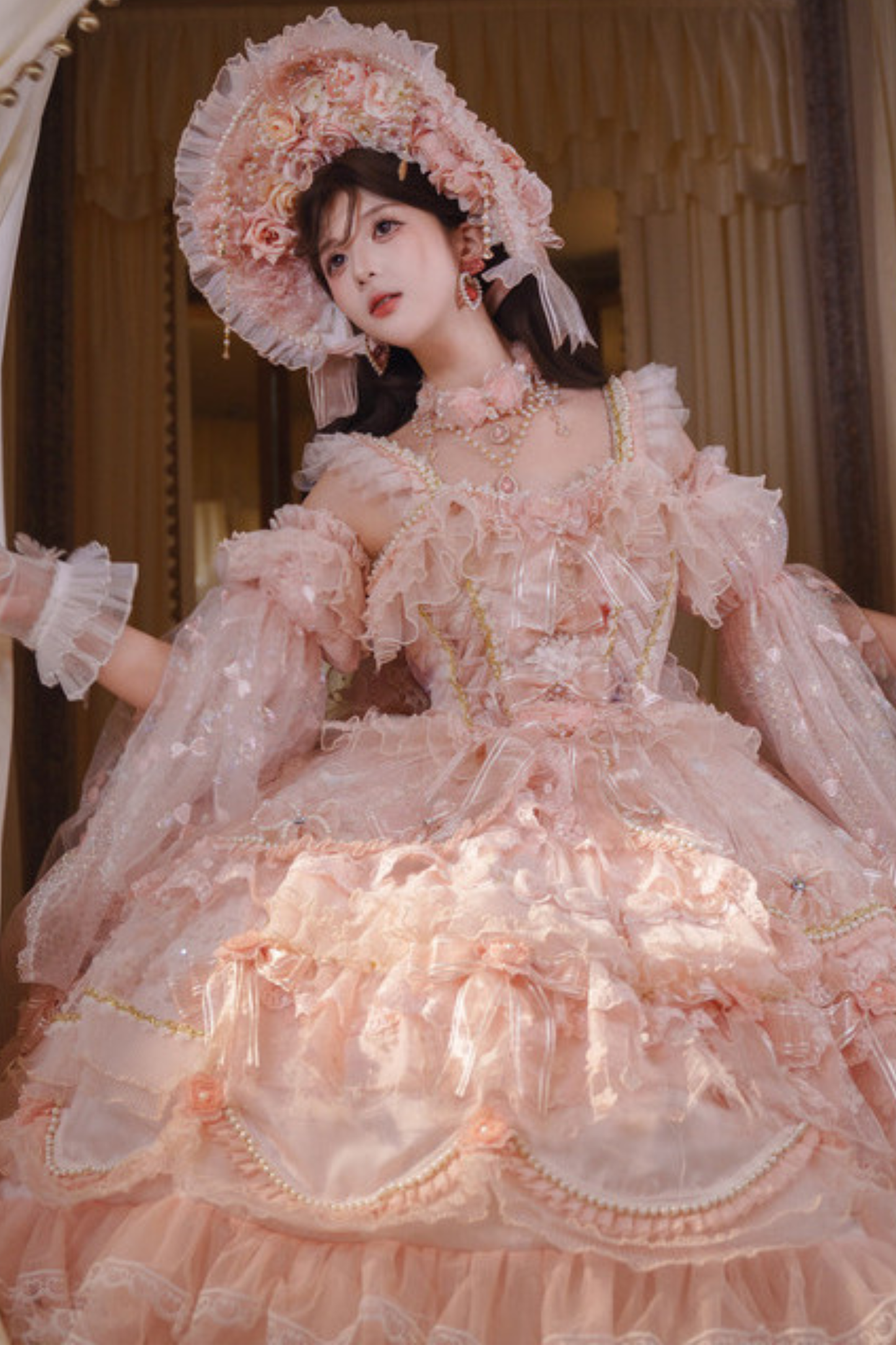 スイートフラワーゴージャスティーパーティーミディアムロリータドレス