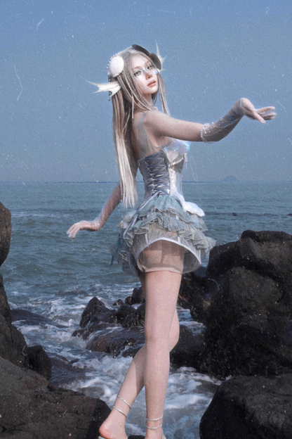 [Reservations] Heavy Duty Sequined Herringbone Jellyfish Beach Dress